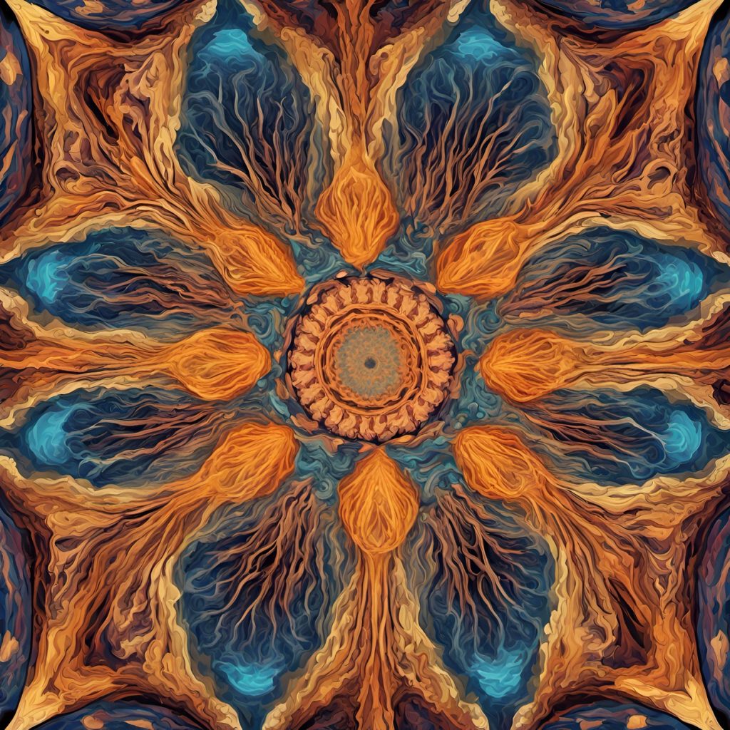 Vászonkép Absztrakt 018 Narancs-Türkiz mandala