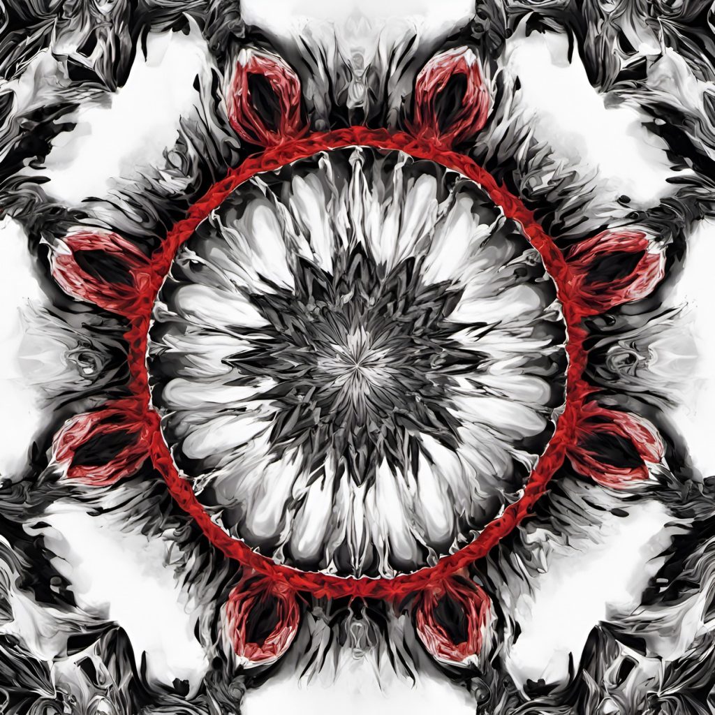 Vászonkép Absztrakt 024 Fehér-piros mandala