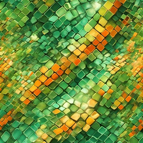 Vászonkép Absztrakt 028 Zöld-narancs mozaik