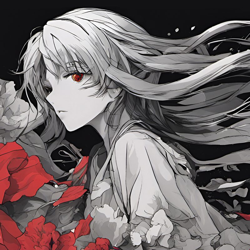 Vászonkép Fantasy 025 Manga lány virágokkal