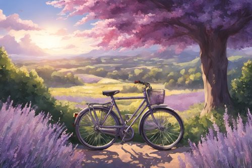 vászonkép Jármű 006 Lila bicikli lilás árnyalatú háttérrel