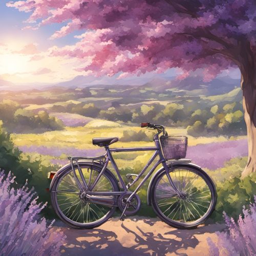 vászonkép Jármű 006 Lila bicikli lilás árnyalatú háttérrel