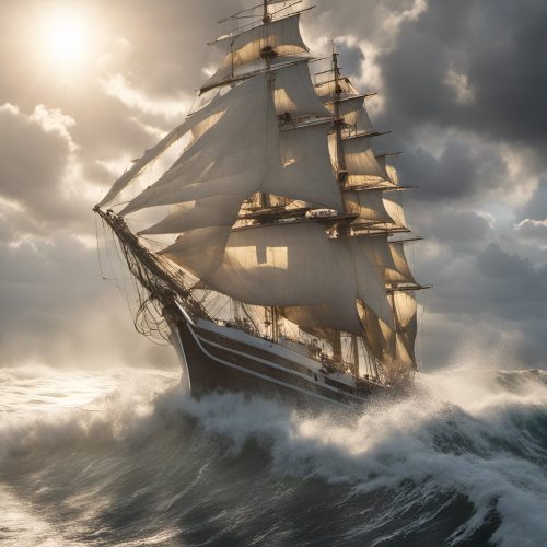 Vászonkép Vitorlás hajó az enyhülő viharban