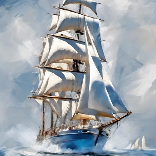 Vászonkép, Jármű 031 Fehér-kék hajó