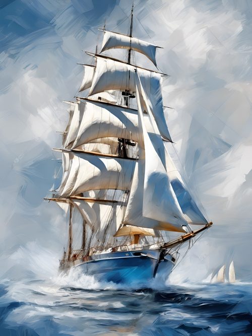Vászonkép, Jármű 031 Fehér-kék hajó