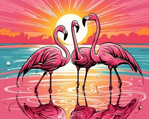 Vászonkép Állat 022 Három flamingó