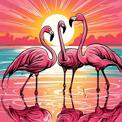 Vászonkép Állat 022 Három flamingó