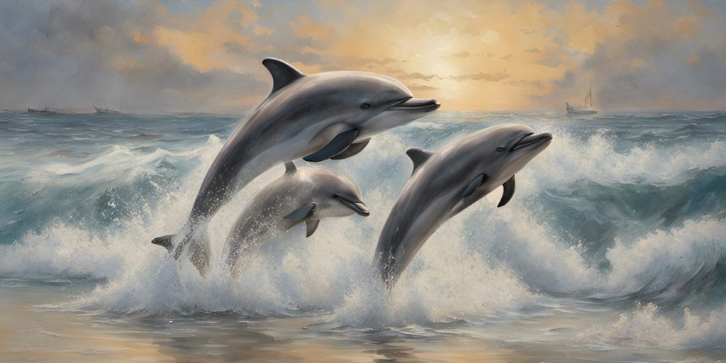 Vászonkép Állat 024 Három delfin