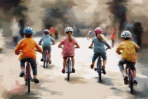 Vászonkép Sport 005 Bicikliző gyerekek