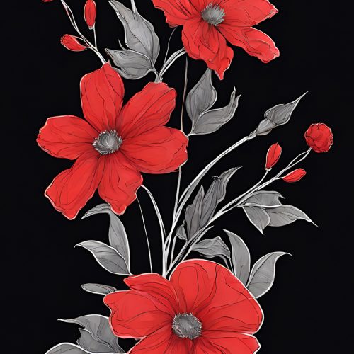 Vászonkép Virág 031 Szürke-piros virág