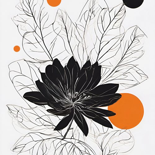 Vászonkép Virág 032 Fekete, fehér, narancs