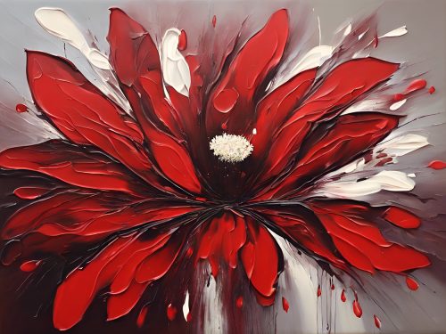 Vászonkép Virág 036 Piros virág, festmény hatású
